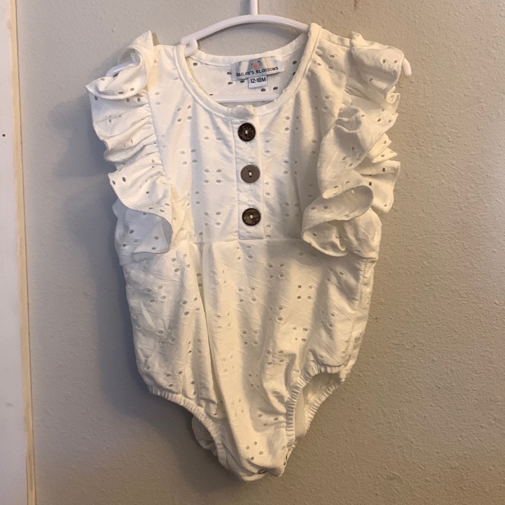 Bailey’s blossoms, eyelet onesie